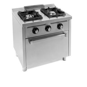 Cocina a gas 2 fuegos con horno a gas GN 1/1 -  HR FAINCA SERIE 600