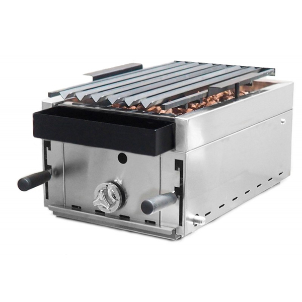 Barbacoa a gas de piedra volcánica con parrilla inoxidable pavonada regulable - 35SBBAR INOX Osteleria Barbacoa a gas de piedra volcánica con parrilla inoxidable pavonada regulable - 35SBBAR INOX Osteleria