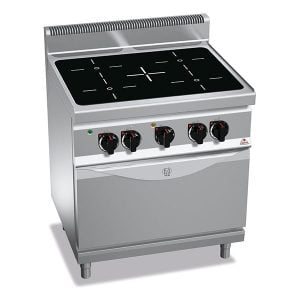 Cocina vitrocerámica 4 fuegos + Horno GN 2/1 Berto's Serie Macros 700