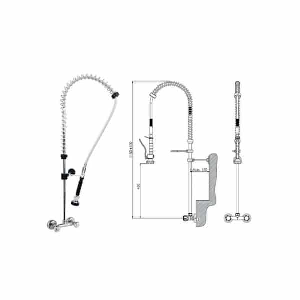 Grifo ducha 2 agua de Pared color negro GDP2AN Maiser