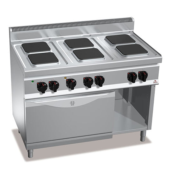 Cocina eléctrica 6 fuegos con horno GN 1/1 - Berto's Macros 700