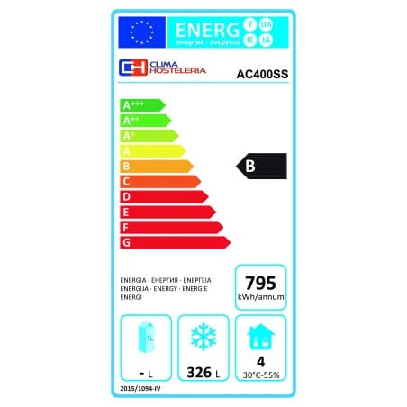 Armario congelación 400 litros acero inoxidable AC400S  Climahostelería