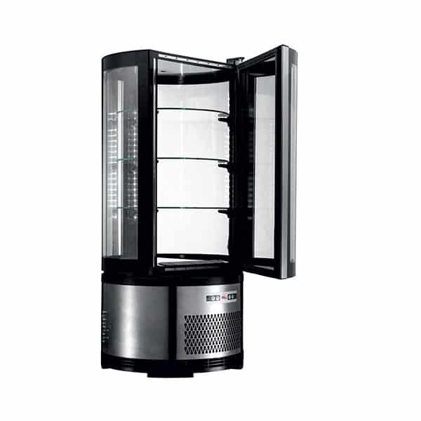 Vitrina refrigerada Redonda 105 Litros con 3 estantes de vidrio 480X480X1030h mm Línea XC105R
