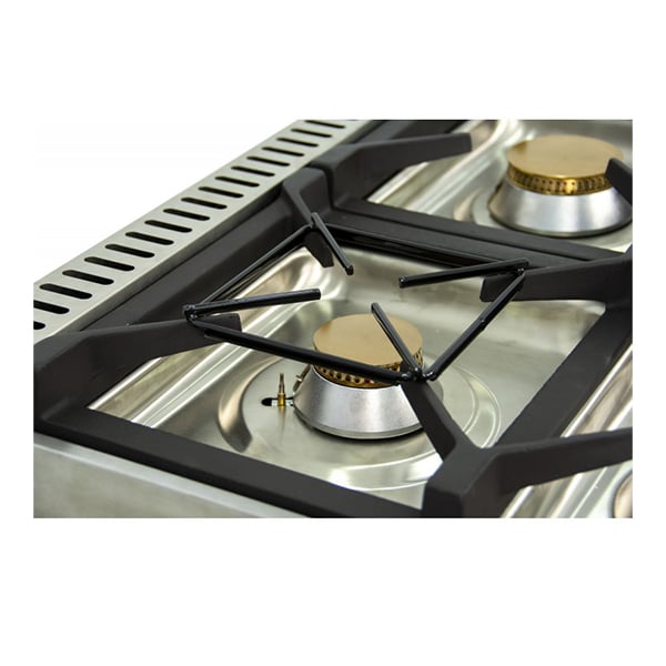 Cocina industrial 4 fuegos a gas con mueble y estante OSK-80CG OSTELERIA