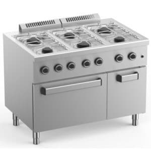 Cocina a Gas 6 Fuegos con Horno a Gas GN2/1 Fondo 700 ELFU711FG Start Line