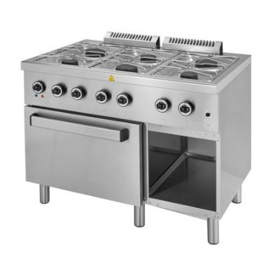 Cocina a Gas 6 Fuegos con Horno a Gas GN2/1 Fondo 700 ELFU711FG Start Line Cocina a Gas 6 Fuegos con Horno a Gas GN2/1 Fondo 700 ELFU711FG Start Line