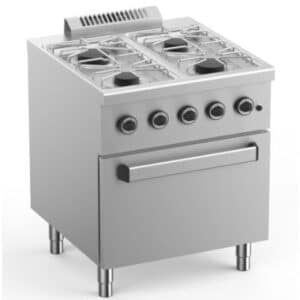 Cocina a Gas 4 Fuegos con Horno a Gas GN2/1 Fondo 700 ELFU77FG Start Line