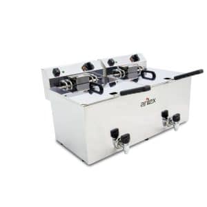 Freidora eléctrica EVOLUTION con grifo capacidad 12+12 litros con potencia 7,5+7,5 kw trifásica con contactor EVO1212GTR