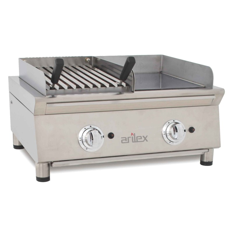 Frytops a gas 35 cm acero de 15 mm + Barbacoa a gas 35 cm Línea 600
