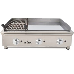 Frytops a gas 65 cm acero de 15 mm + Barbacoa a gas 35 cm Línea 600