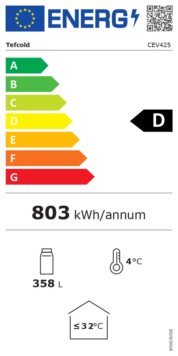 Armario Refrigerado 1 puerta de cristal CEV 425 Black Eurofred Tefcold Armario Refrigerado 1 puerta de cristal CEV 425 Black Eurofred Tefcold