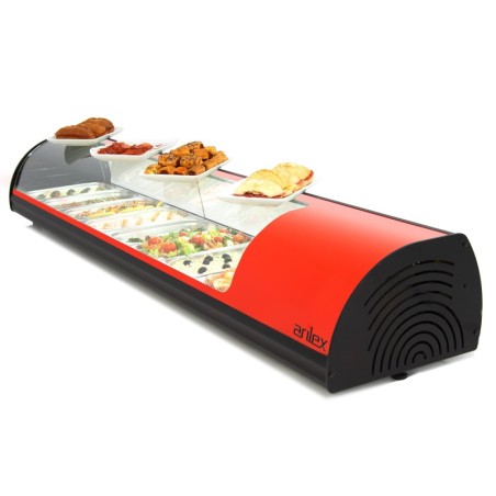 Vitrina Refrigerada de tapas placa lisa 8 bandejas color Rojo Arilex GN1/3 8VTL-RO Vitrina Refrigerada de tapas placa lisa 8 bandejas color Rojo Arilex GN1/3 8VTL-RO