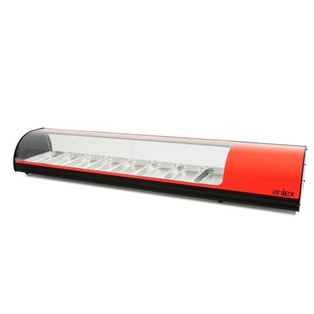 Vitrina Refrigerada de tapas placa lisa 8 bandejas color Rojo Arilex GN1/3 8VTL-RO Vitrina Refrigerada de tapas placa lisa 8 bandejas color Rojo Arilex GN1/3 8VTL-RO