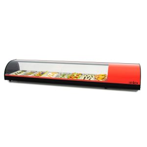 Vitrina Refrigerada de tapas placa lisa 8 bandejas color Rojo Arilex GN1/3 8VTL-RO