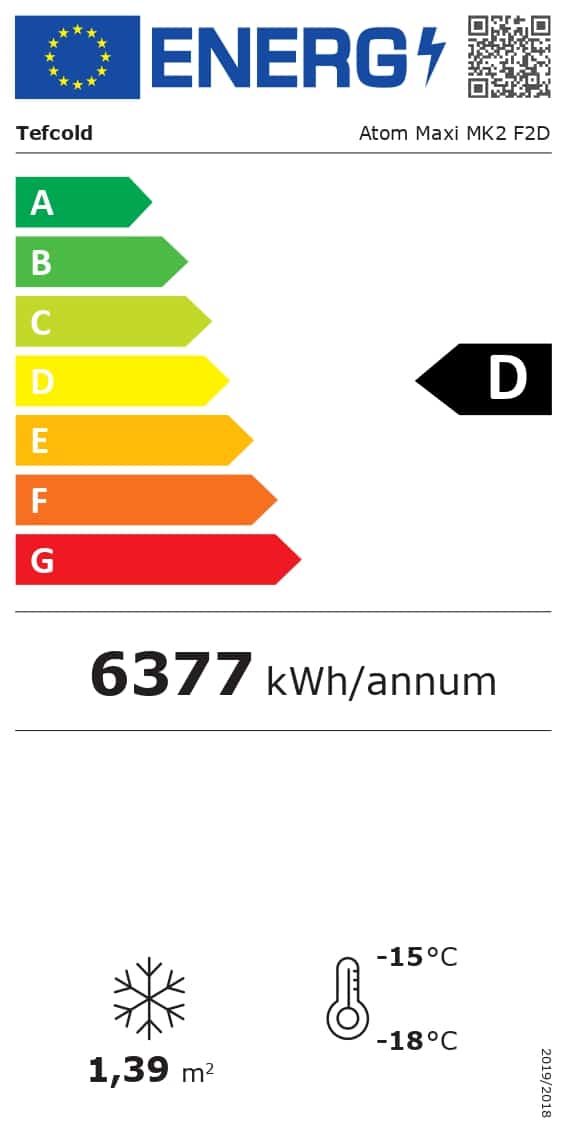 Congelador Expositor Puerta de Cristal Atom Maxi F2DB 1006 Litros 1253x760x2003 TEFCOLD