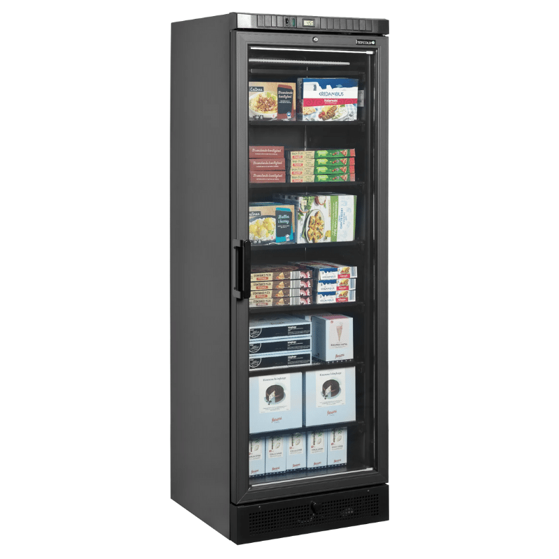 Congelador Expositor Puerta de Cristal UFSC371G BLACK 300 Litros 595x640x1840 TEFCOLD