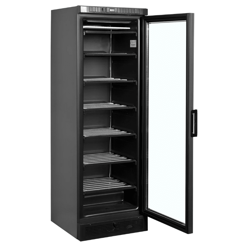 Congelador Expositor Puerta de Cristal UFSC371G BLACK 300 Litros 595x640x1840 TEFCOLD