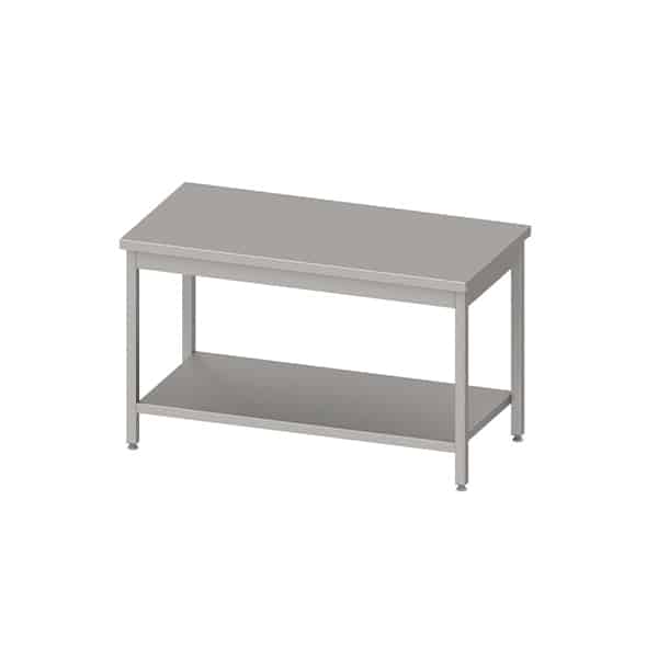 Mesa central baja acero inox con estante 1000x700x600mm