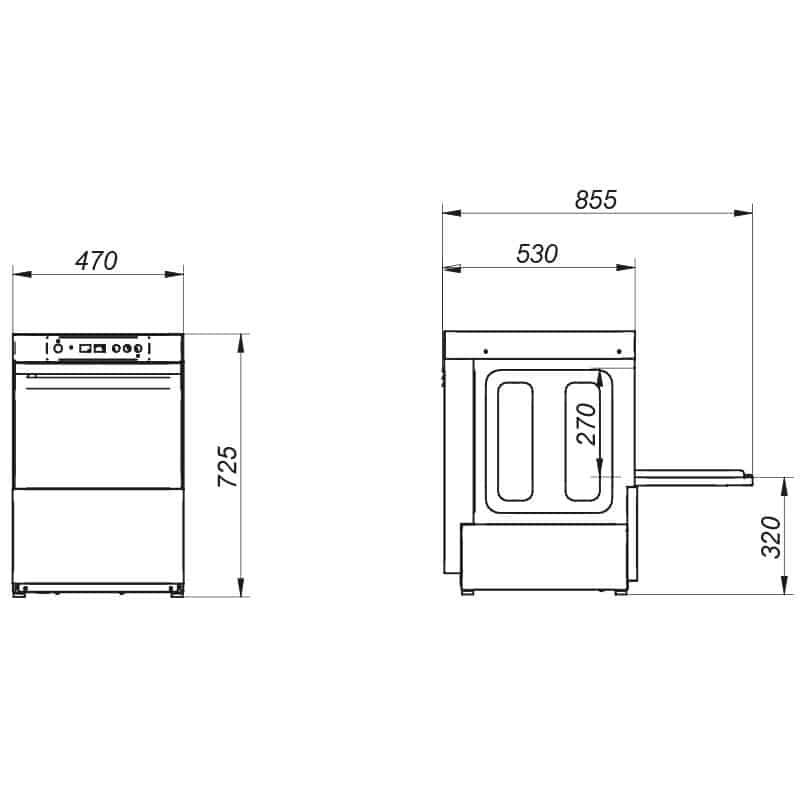 Lavavasos profesional 40x40 Con Bomba de abrillantador Series AV 2100 S1 de Edenox