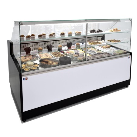 Vitrina Refrigerada Pastelería de 1 metro Fondo 973 mm Frío Estático - Exposición Inoxidable - 2 Estantes Línea CORDOBA VRE-100-P