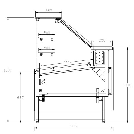 Vitrina Refrigerada Pastelería de 1 metro Fondo 973 mm Frío Estático - Exposición Inoxidable - 2 Estantes Línea CORDOBA VRE-100-P