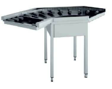Mesa de Salida con Rodillos curva 90º dim.(300+965)x965x850h mm CR-90 Mesa de Salida con Rodillos curva 90º dim.(300+965)x965x850h mm CR-90