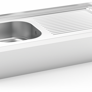 Fregadero inox colgante con faldón serie 500 1 cubeta 1 escurridor derecha