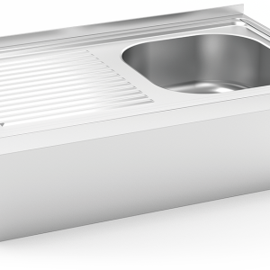 Fregadero inox colgante con faldón serie 500 1 cubeta 1 escurridor izquierda