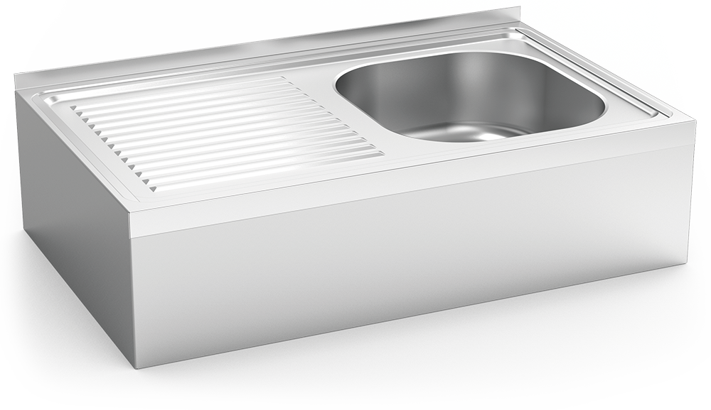 Fregadero inox colgante con faldón serie 500 1 cubeta 1 escurridor izquierda