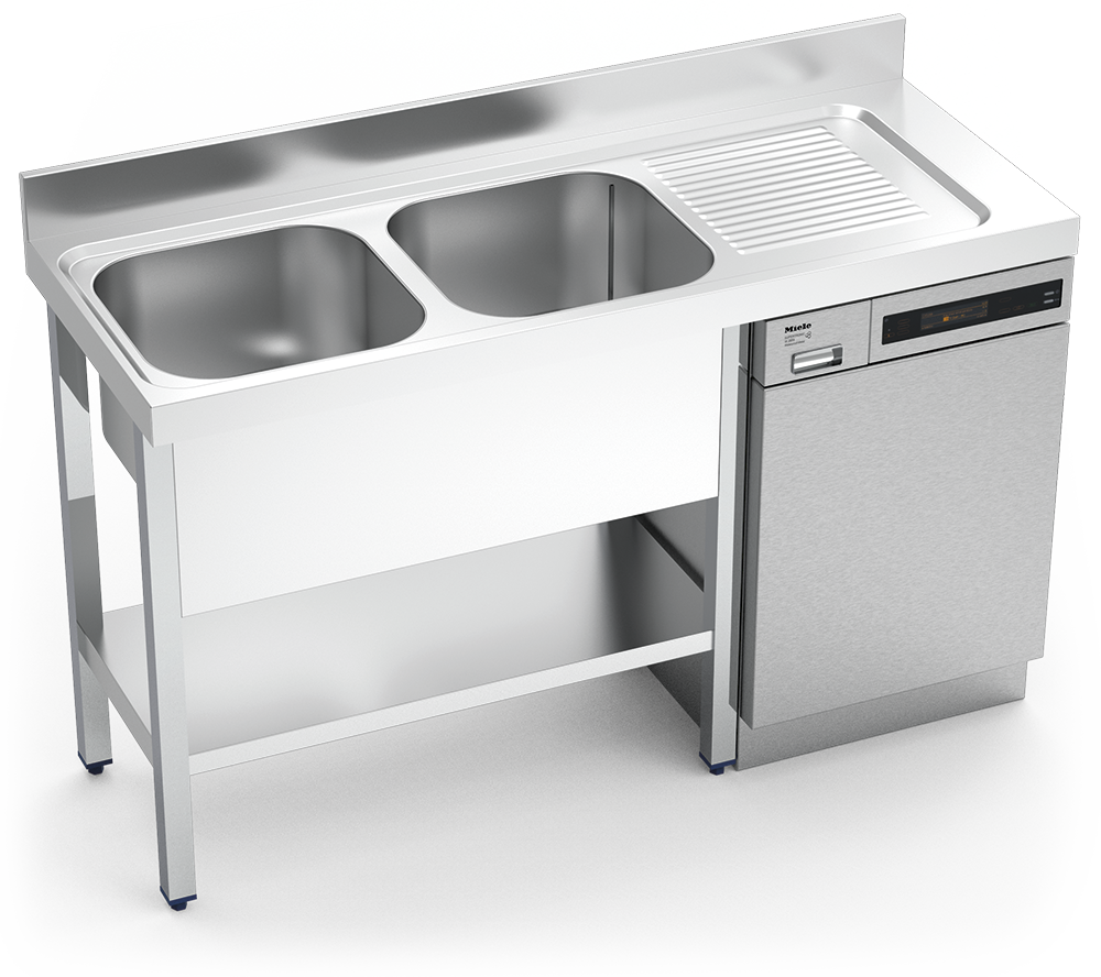 Fregadero inox para lavavajillas serie 600 2 cubetas 1 escurridor derecha
