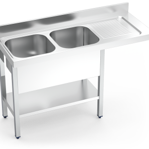 Fregadero inox para lavavajillas serie 600 2 cubetas 1 escurridor derecha