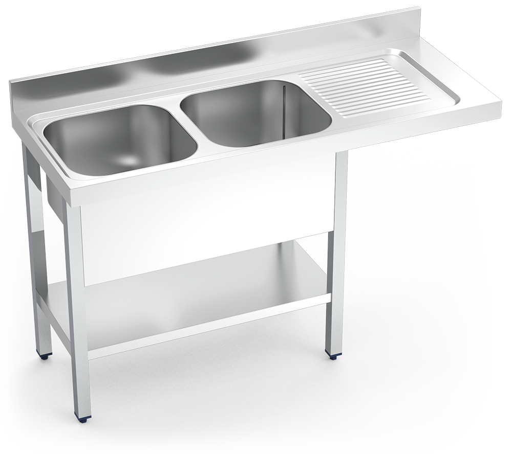 Fregadero inox para lavavajillas serie 600 2 cubetas 1 escurridor derecha