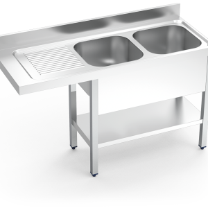 Fregadero inox para lavavajillas serie 600 2 cubetas 1 escurridor izquierda