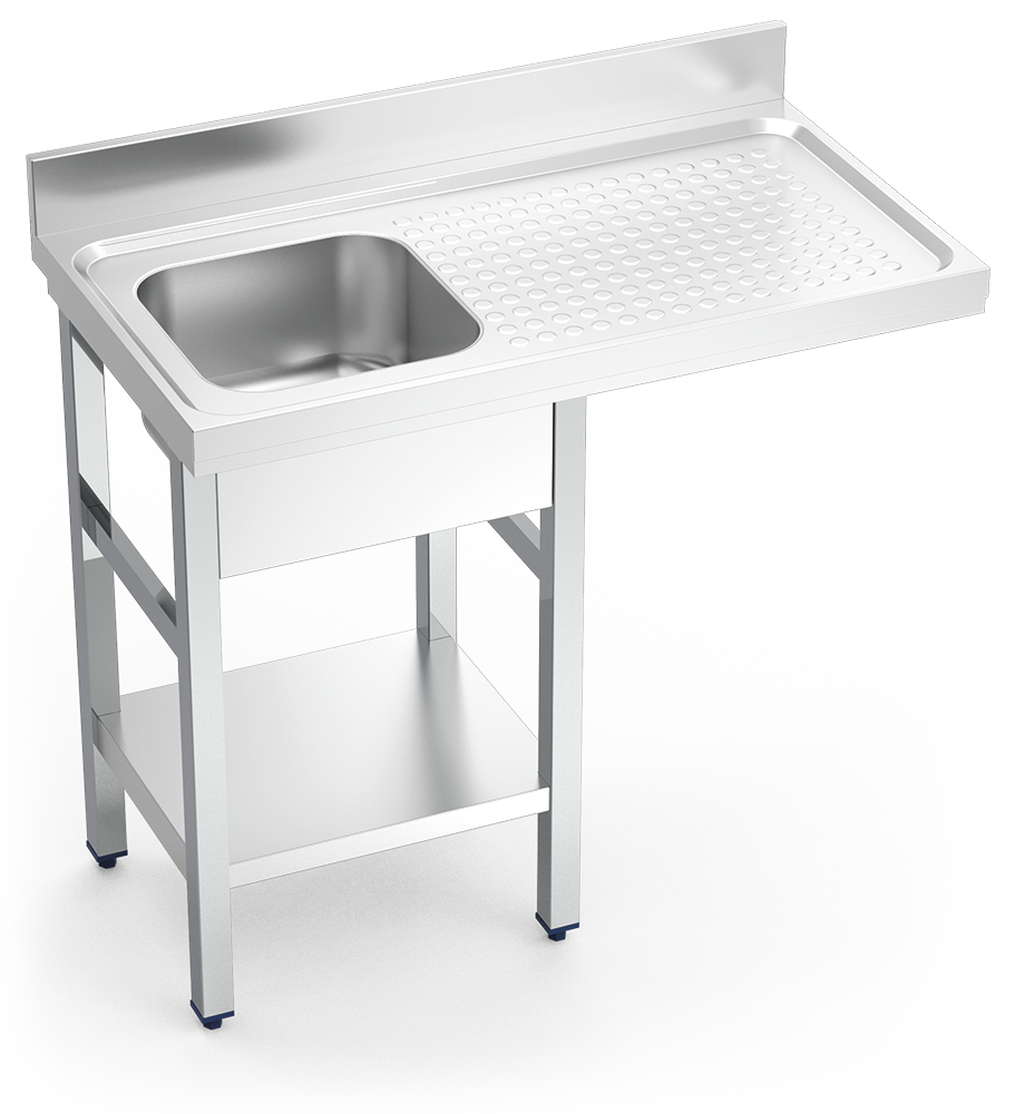 Fregadero inox para lavavasos serie 550 1 cubeta 1 escurridor derecha
