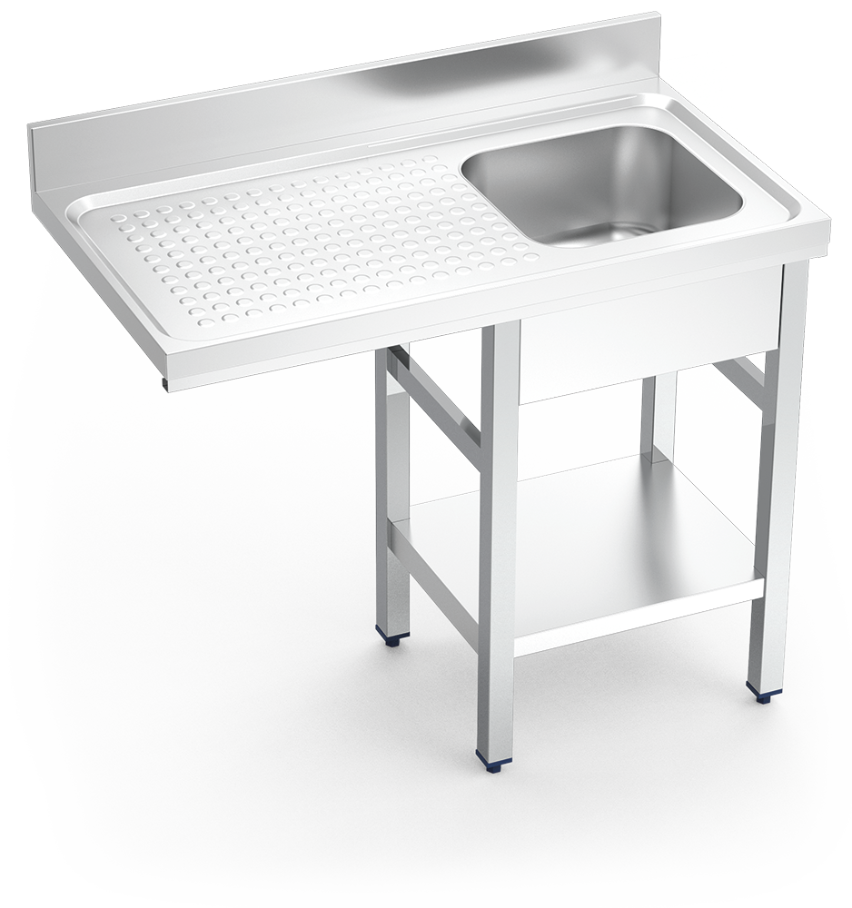 Fregadero inox para lavavasos serie 550 1 cubeta 1 escurridor izquierda 1000x550x850 mm