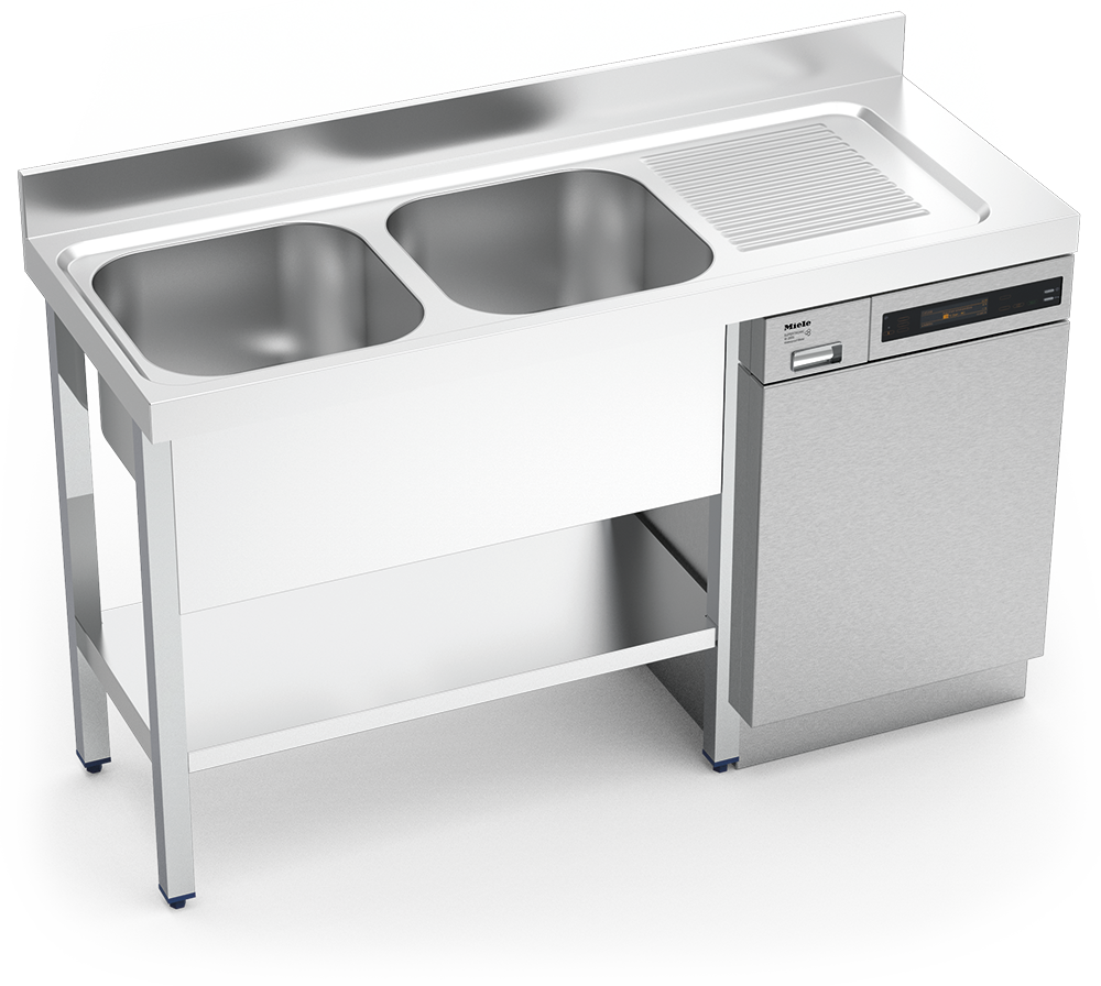 Fregadero inox para lavavasos serie 550 2 cubetas 1 escurridor derecha