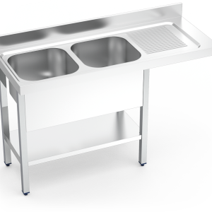 Fregadero inox para lavavasos serie 550 2 cubetas 1 escurridor derecha