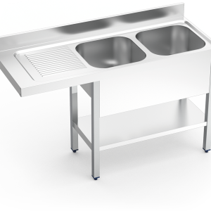 Fregadero inox para lavavasos serie 550 2 cubetas 1 escurridor izquierda