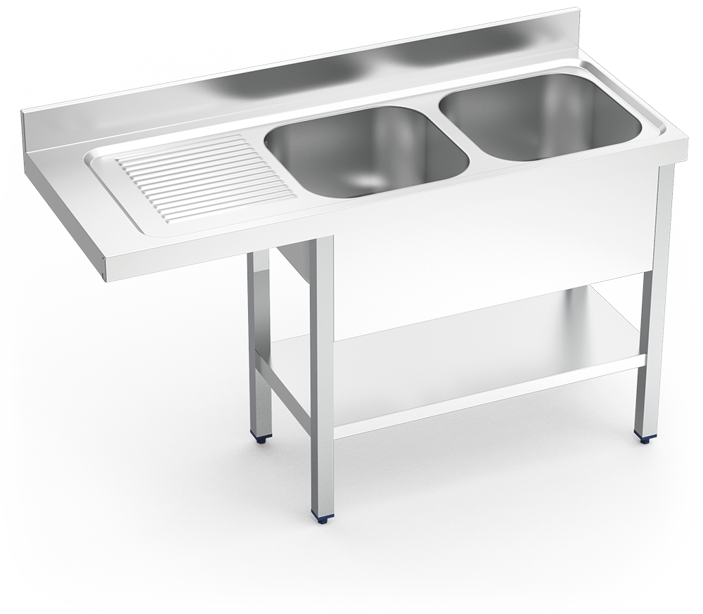 Fregadero inox para lavavasos serie 550 2 cubetas 1 escurridor izquierda Fregadero inox para lavavasos serie 550 2 cubetas 1 escurridor izquierda