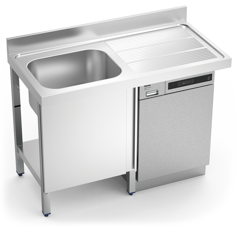 Fregadero para lavavajillas con puerta 1 cubeta escurridor derecha 1200x600 mm