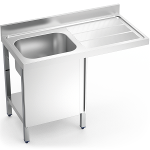 Fregadero para lavavajillas con puerta 1 cubeta escurridor derecha 1200x600 mm