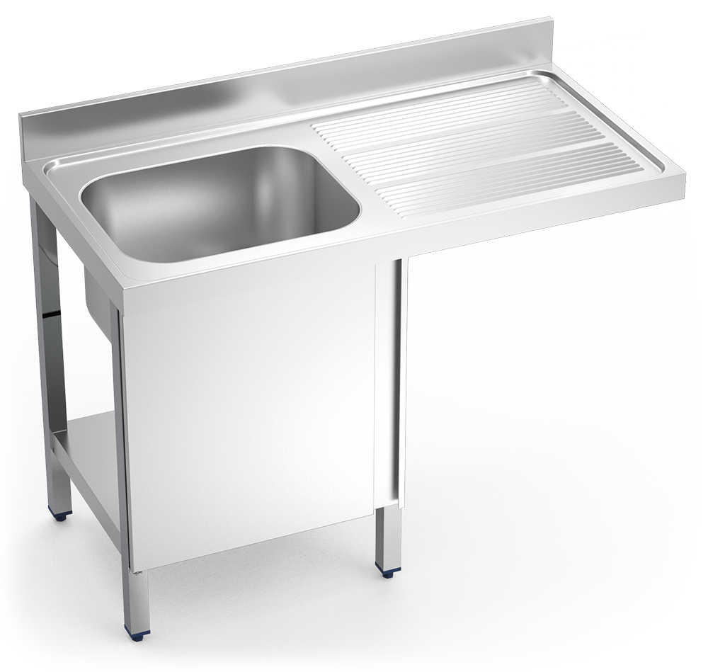 Fregadero para lavavajillas con puerta 1 cubeta escurridor derecha 1200x600 mm