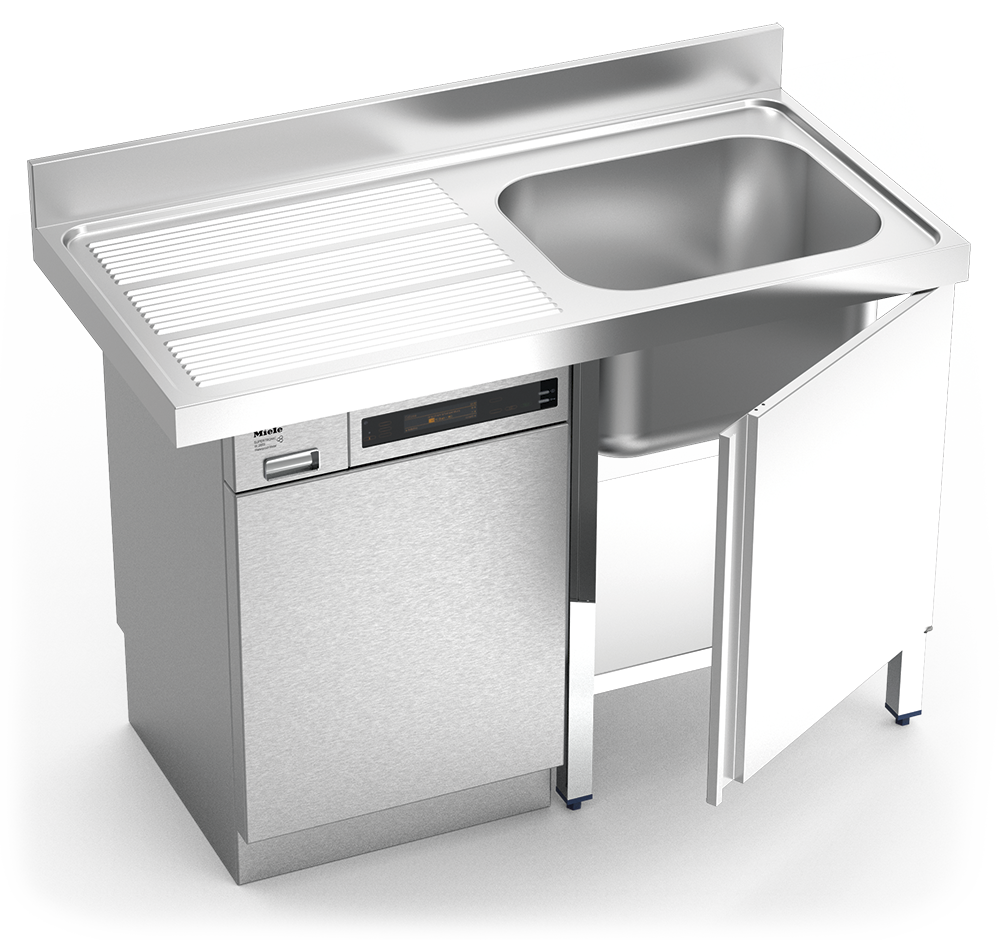 Fregadero para lavavajillas con puerta 1 cubeta escurridor izquierda 1200x600 mm Fregadero para lavavajillas con puerta 1 cubeta escurridor izquierda 1200x600 mm