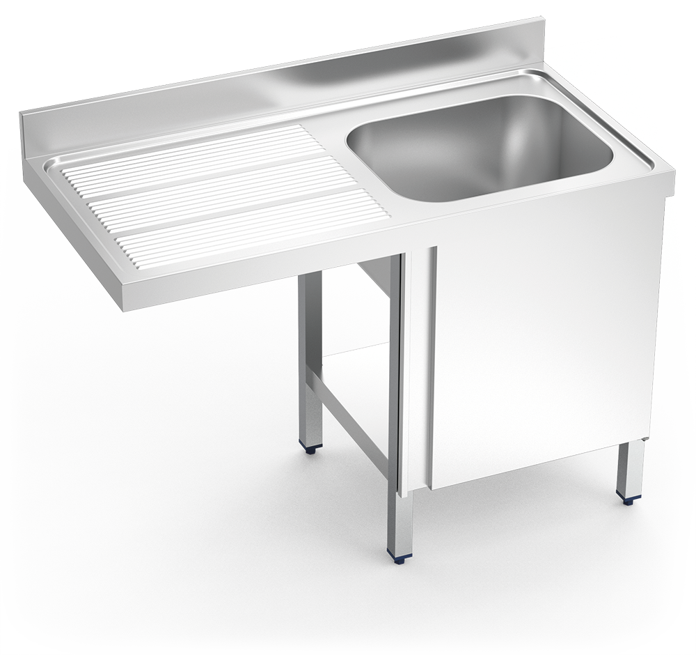 Fregadero para lavavajillas con puerta 1 cubeta escurridor izquierda 1200x600 mm Fregadero para lavavajillas con puerta 1 cubeta escurridor izquierda 1200x600 mm