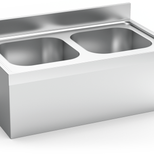 Fregadero inox colgante con faldón serie 600 2 cubetas