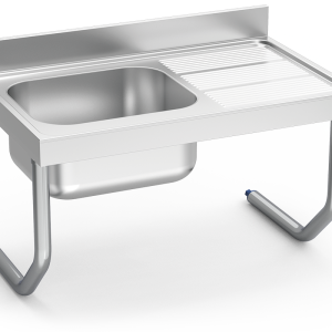 Fregadero inox colgante con palomillas serie 600 1 cubeta 1 escurridor derecha