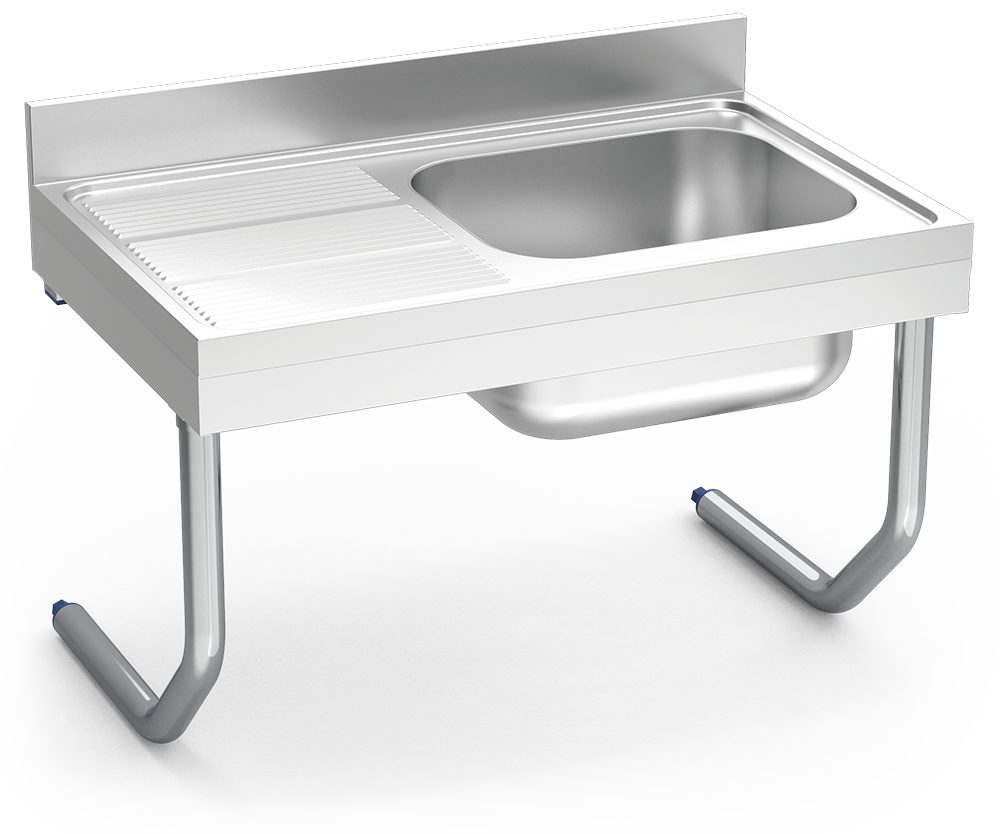 Fregadero inox colgante con palomillas serie 600 1 cubeta 1 escurridor izquierda Fregadero inox colgante con palomillas serie 600 1 cubeta 1 escurridor izquierda