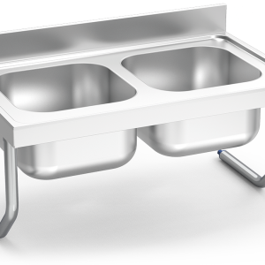 Fregadero inox colgante con palomillas serie 600 2 cubetas