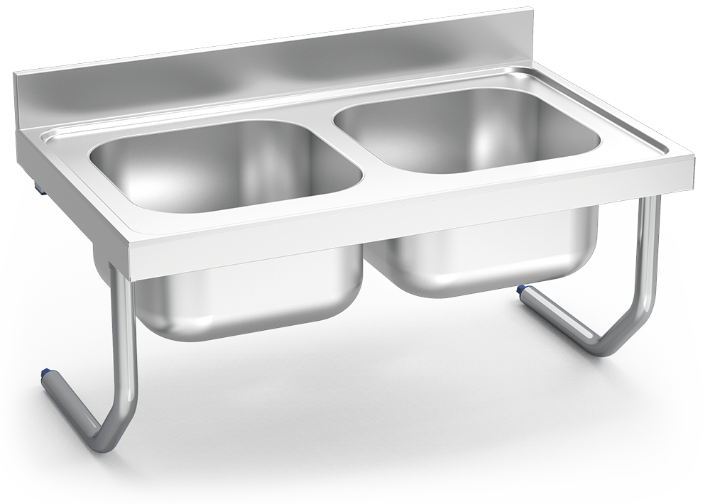 Fregadero inox colgante con palomillas serie 600 2 cubetas Fregadero inox colgante con palomillas serie 600 2 cubetas