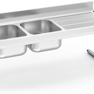 Fregadero inox colgante con palomillas serie 600 2 cubetas 1 escurridor derecha